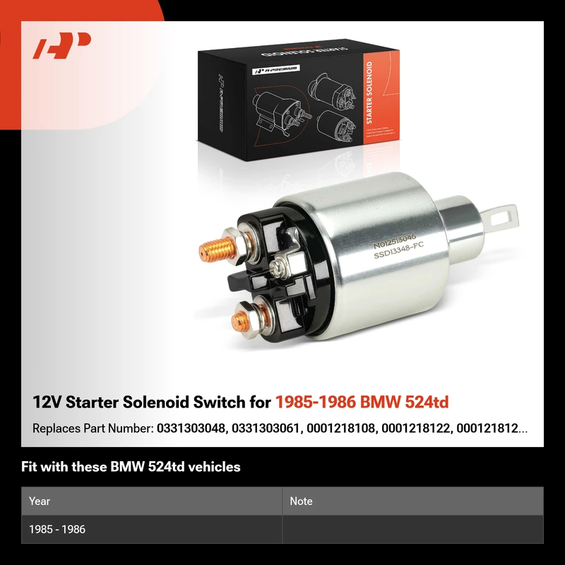12V Starter Solenoid Switch for 1985-1986 BMW 524td