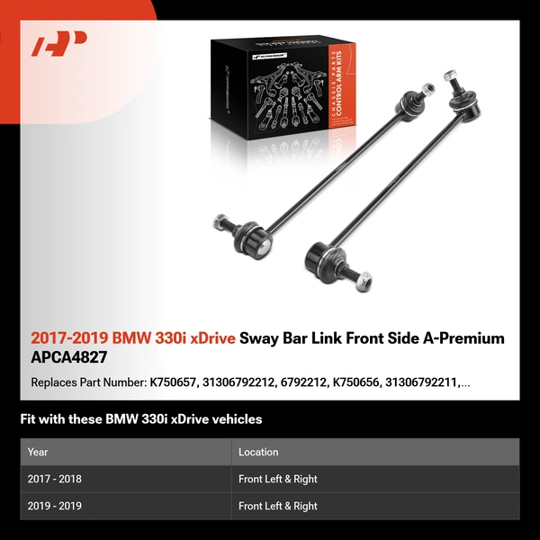 2017-2019 BMW 330i xDrive Sway Bar Link Front Side A-Premium APCA4827