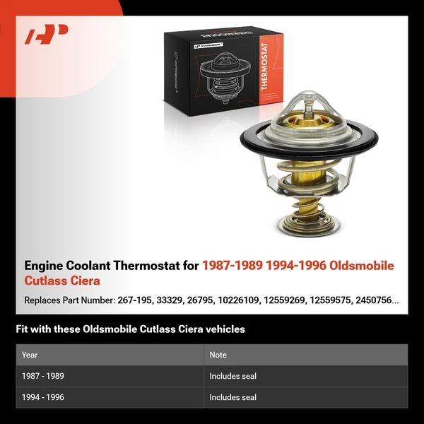 Engine Coolant Thermostat for 1987-1989 1994-1996 Oldsmobile Cutlass Ciera