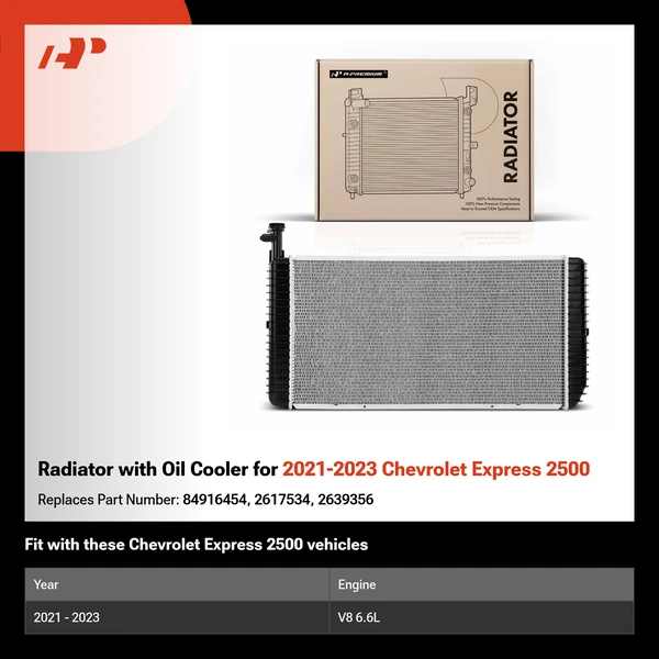 Radiator with Oil Cooler for 2021-2023 Chevrolet Express 2500