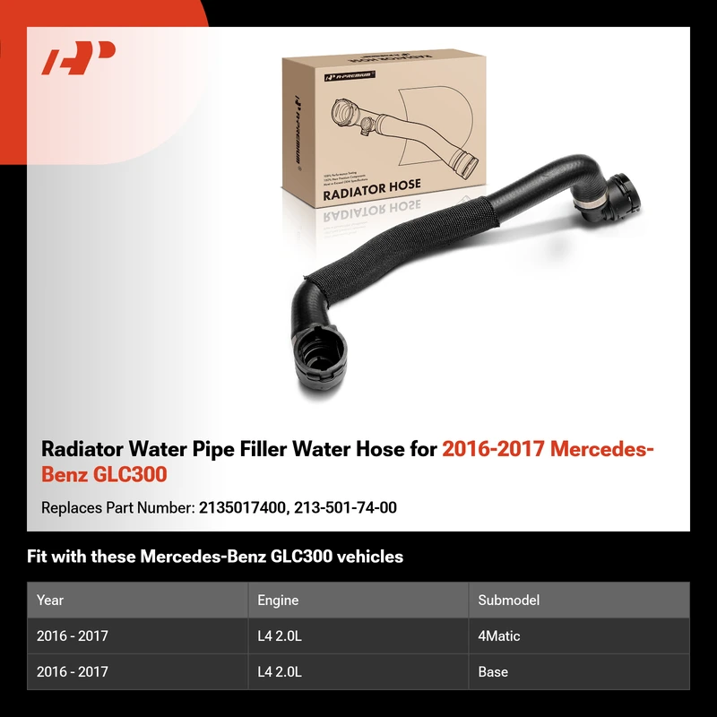 Radiator Water Pipe Filler Water Hose for 2016-2017 Mercedes-Benz GLC300