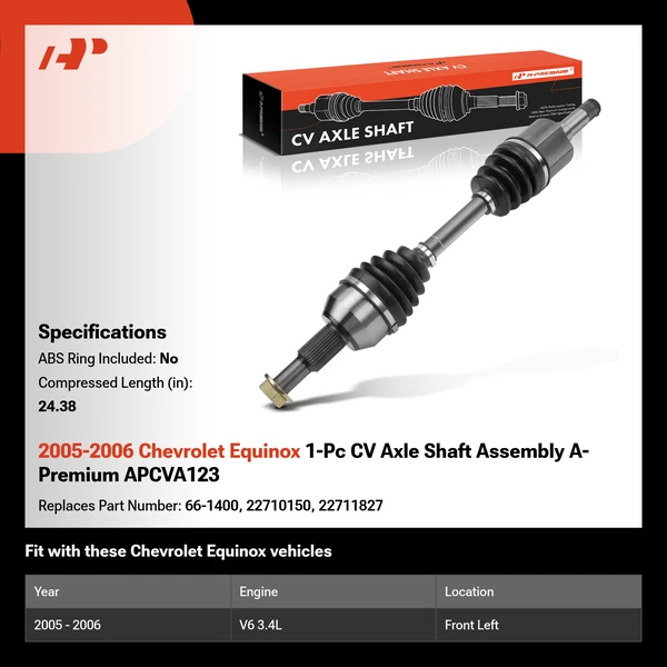 2005-2006 Chevrolet Equinox 1-Pc CV Axle Shaft Assembly Front Driver or Passenger A-Premium APCVA123
