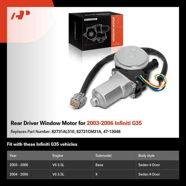 Rear Driver Window Motor for 2003-2006 Infiniti G35