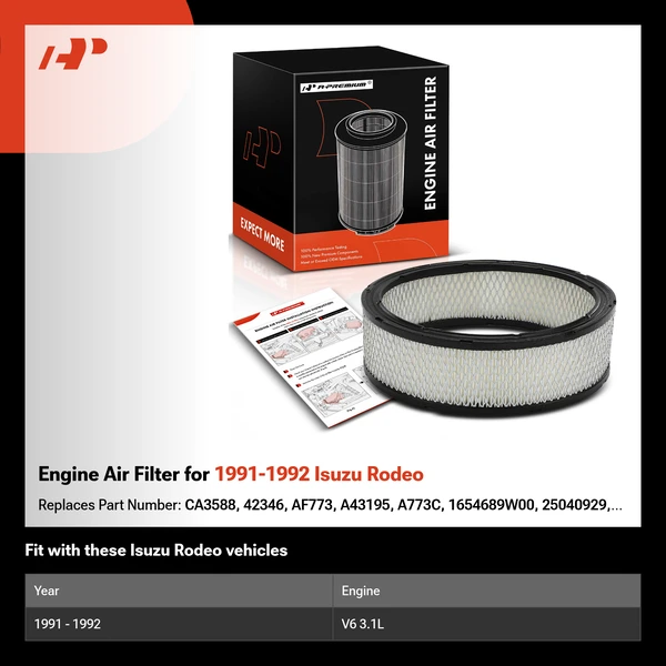 Engine Air Filter for 1991-1992 Isuzu Rodeo