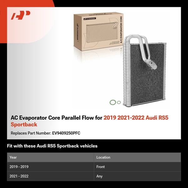 AC Evaporator Core Parallel Flow for 2019 2021-2022 Audi RS5 Sportback