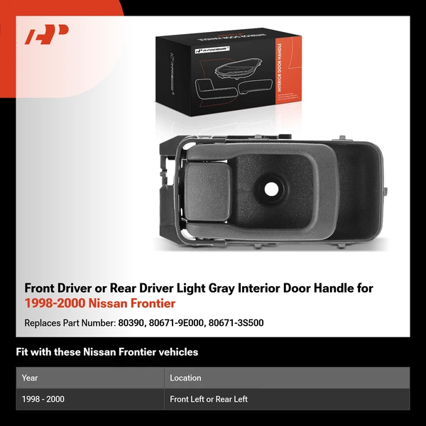 Front Driver or Rear Driver Light Gray Interior Door Handle for 1998-2000 Nissan Frontier