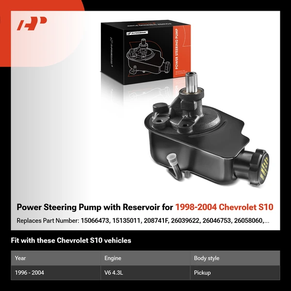 Power Steering Pump with Reservoir for 1998-2004 Chevrolet S10