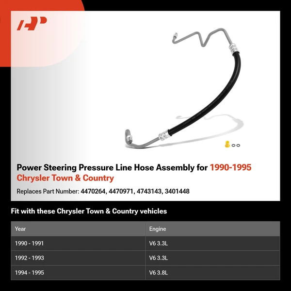 Power Steering Pressure Line Hose Assembly for 1990-1995 Chrysler Town & Country