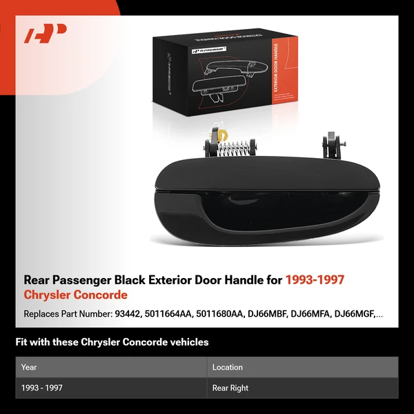 Rear Passenger Black Exterior Door Handle for 1993-1997 Chrysler Concorde