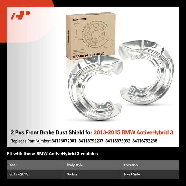 2 Pcs Front Brake Dust Shield for 2013-2015 BMW ActiveHybrid 3