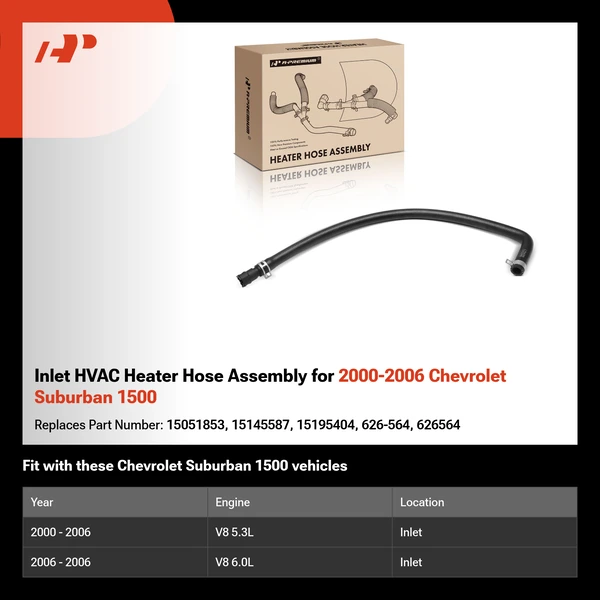Inlet HVAC Heater Hose Assembly for 2000-2006 Chevrolet Suburban 1500