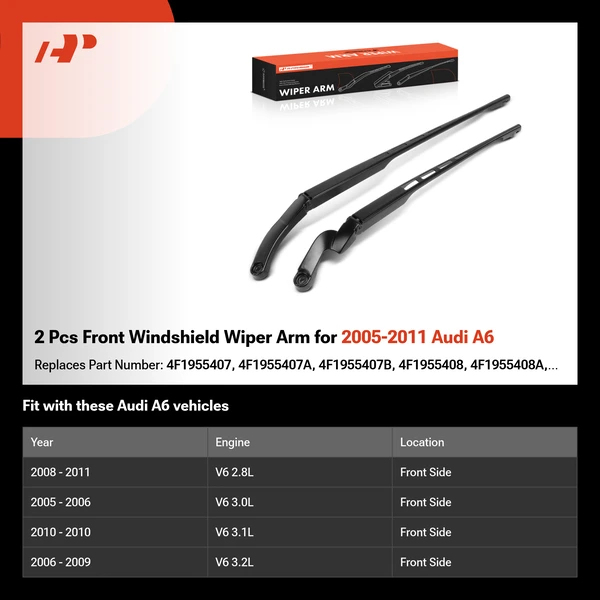 2 Pcs Front Windshield Wiper Arm for 2005-2011 Audi A6