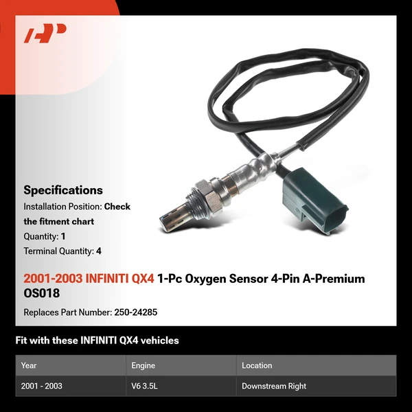 2001-2003 INFINITI QX4 1-Pc Oxygen Sensor 4-Pin A-Premium OS018