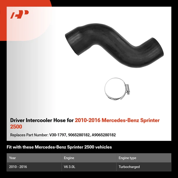 Driver Intercooler Hose for 2010-2016 Mercedes-Benz Sprinter 2500