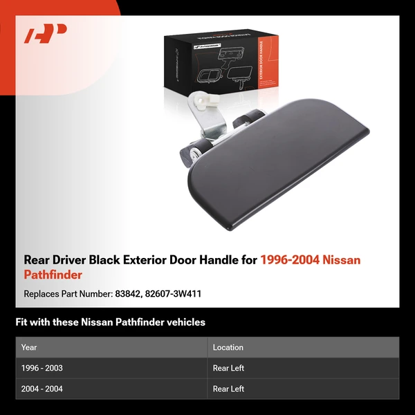 Rear Driver Black Exterior Door Handle for 1996-2004 Nissan Pathfinder