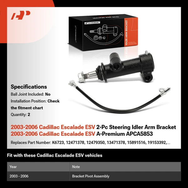 2003-2006 Cadillac Escalade ESV 2-Pc Steering Idler Arm Bracket 2003-2006 Cadillac Escalade ESV A-Premium APCA5853