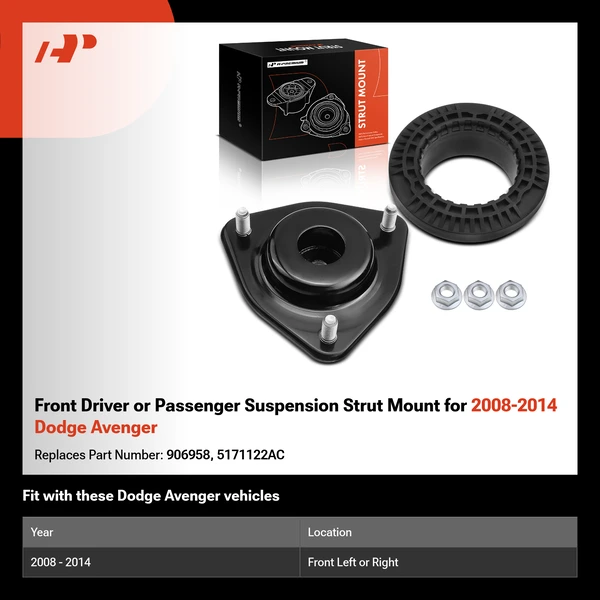 Front Driver or Passenger Suspension Strut Mount for 2008-2014 Dodge Avenger