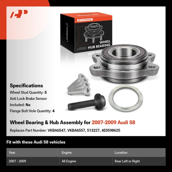 Wheel Bearing & Hub Assembly for 2007-2009 Audi S8