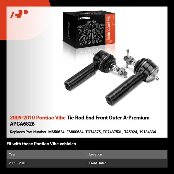 2009-2010 Pontiac Vibe Tie Rod End Front Outer A-Premium APCA6826