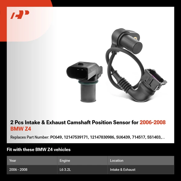 2 Pcs Intake & Exhaust Camshaft Position Sensor for 2006-2008 BMW Z4