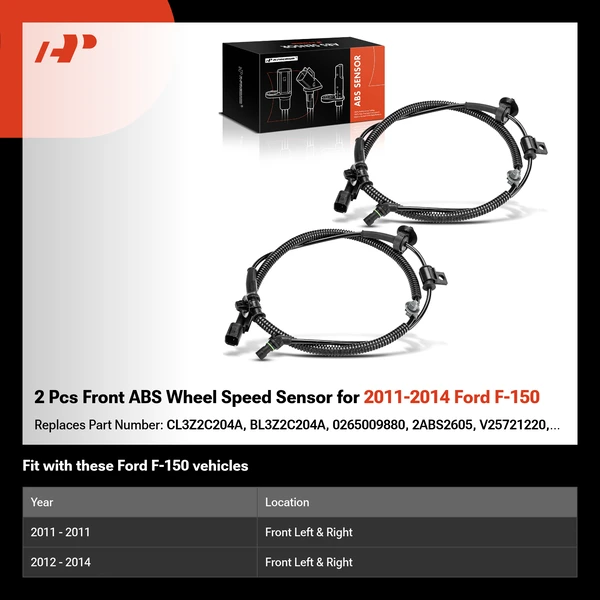 2 Pcs Front ABS Wheel Speed Sensor for 2011-2014 Ford F-150