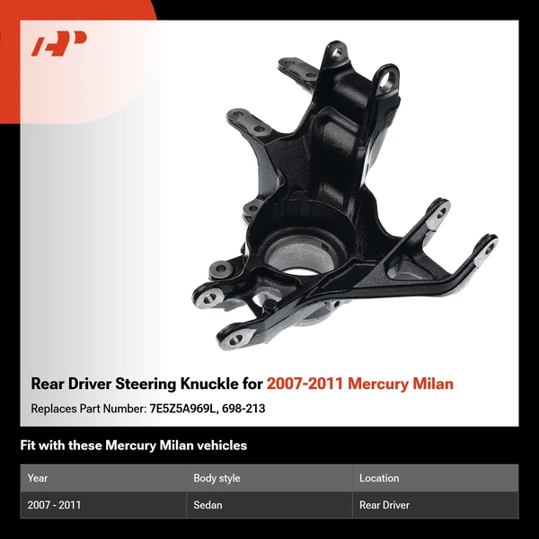 Rear Driver Steering Knuckle for 2007-2011 Mercury Milan