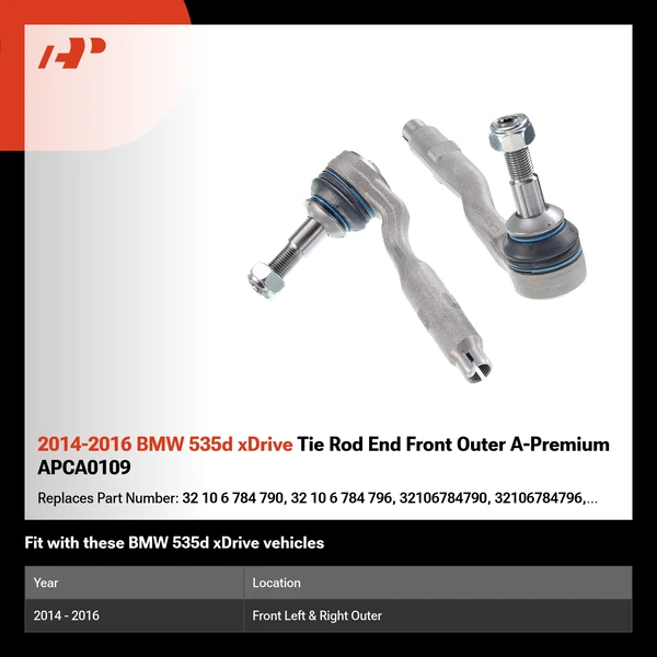 2014-2016 BMW 535d xDrive Tie Rod End Front Outer A-Premium APCA0109