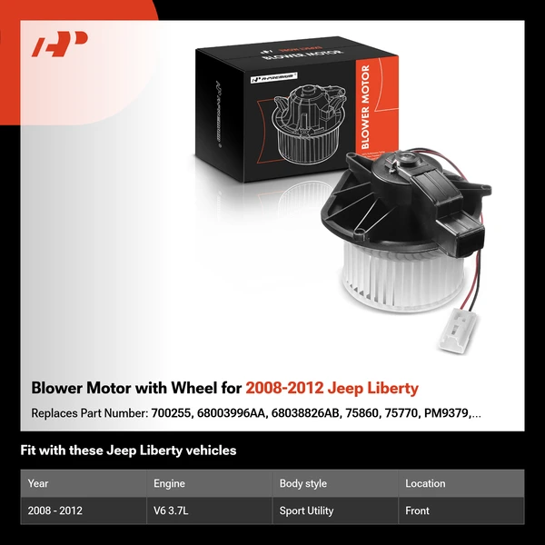 Blower Motor with Wheel for 2008-2012 Jeep Liberty