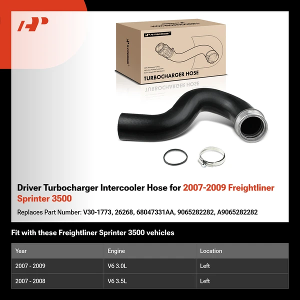 Driver Turbocharger Intercooler Hose for 2007-2009 Freightliner Sprinter 3500