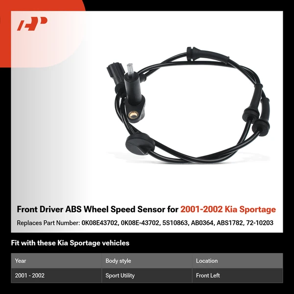 Front Driver ABS Wheel Speed Sensor for 2001-2002 Kia Sportage