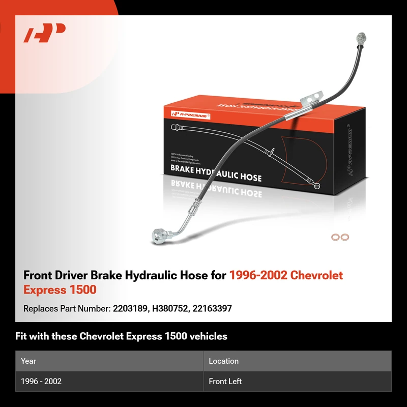 Front Driver Brake Hydraulic Hose for 1996-2002 Chevrolet Express 1500
