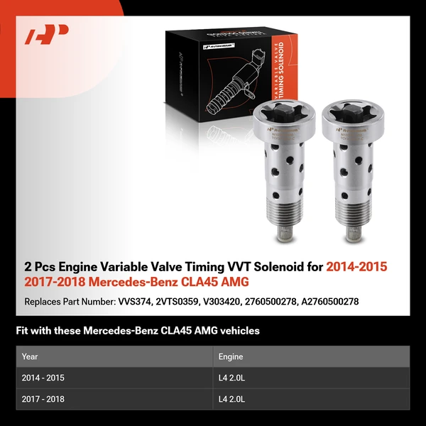 2 Pcs Engine Variable Valve Timing VVT Solenoid for 2014-2015 2017-2018 Mercedes-Benz CLA45 AMG
