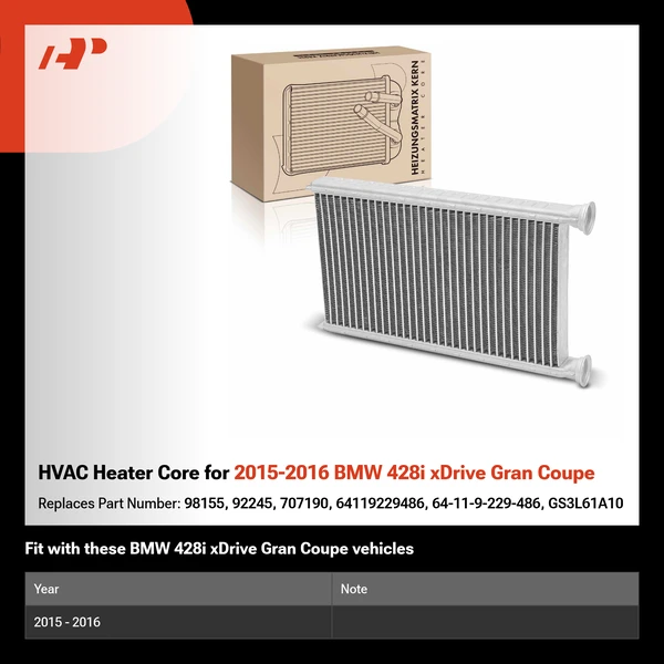 HVAC Heater Core for 2015-2016 BMW 428i xDrive Gran Coupe