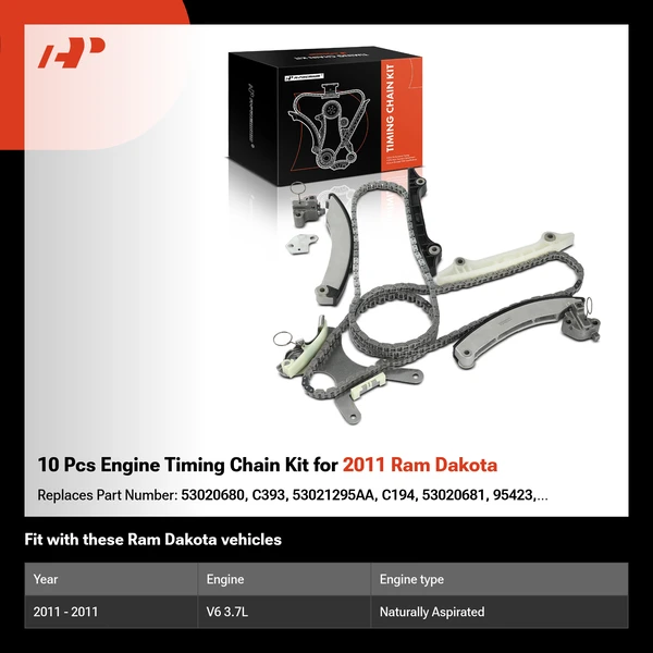 10 Pcs Engine Timing Chain Kit for 2011 Ram Dakota