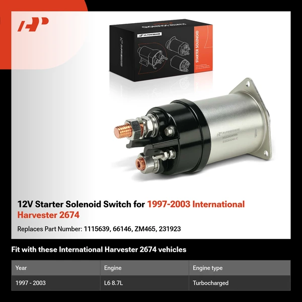 12V Starter Solenoid Switch for 1997-2003 International Harvester 2674