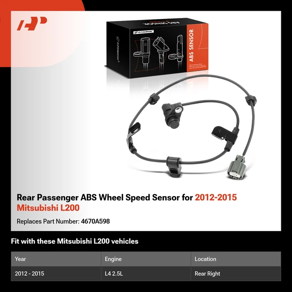 Rear Passenger ABS Wheel Speed Sensor for 2012-2015 Mitsubishi L200