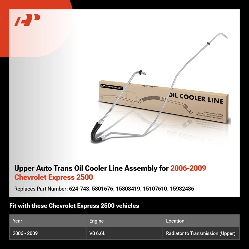 Upper Auto Trans Oil Cooler Line Assembly for 2006-2009 Chevrolet Express 2500