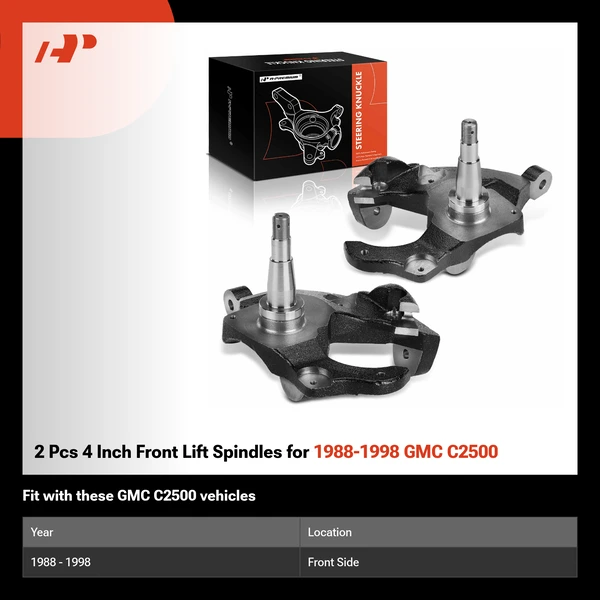 2 Pcs 4 Inch Front Lift Spindles for 1988-1998 GMC C2500