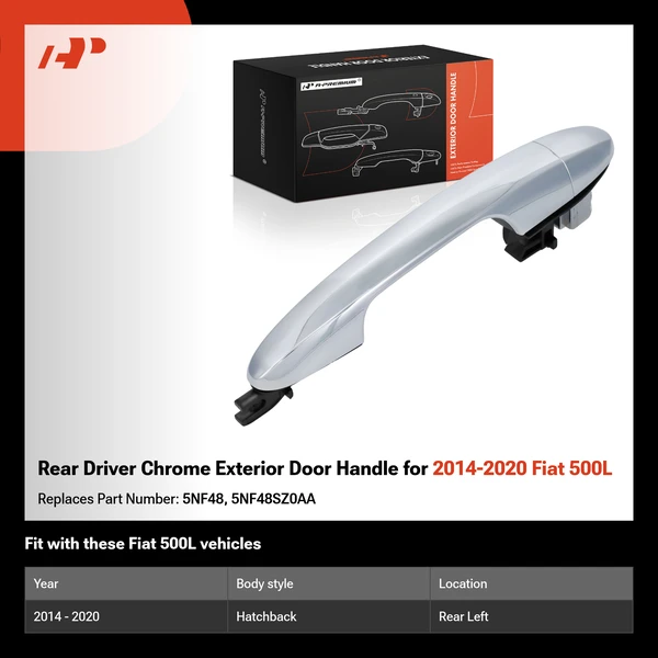 Rear Driver Chrome Exterior Door Handle for 2014-2020 Fiat 500L