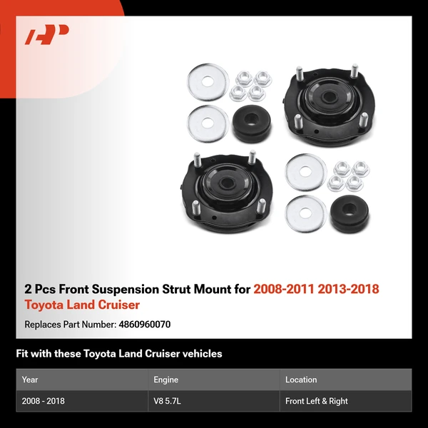 2 Pcs Front Suspension Strut Mount for 2008-2011 2013-2018 Toyota Land Cruiser
