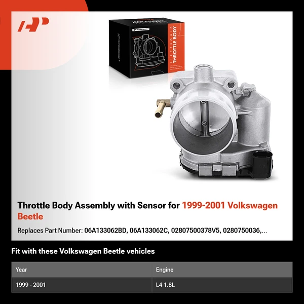 Throttle Body Assembly with Sensor for 1999-2001 Volkswagen Beetle