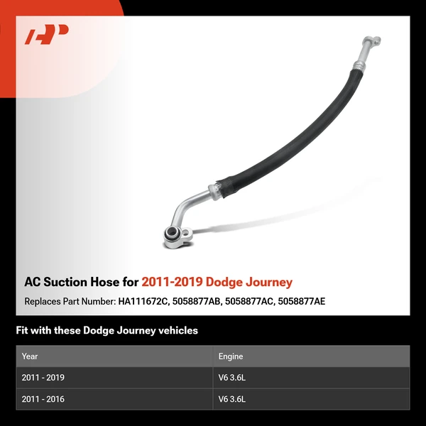 AC Suction Hose for 2011-2019 Dodge Journey