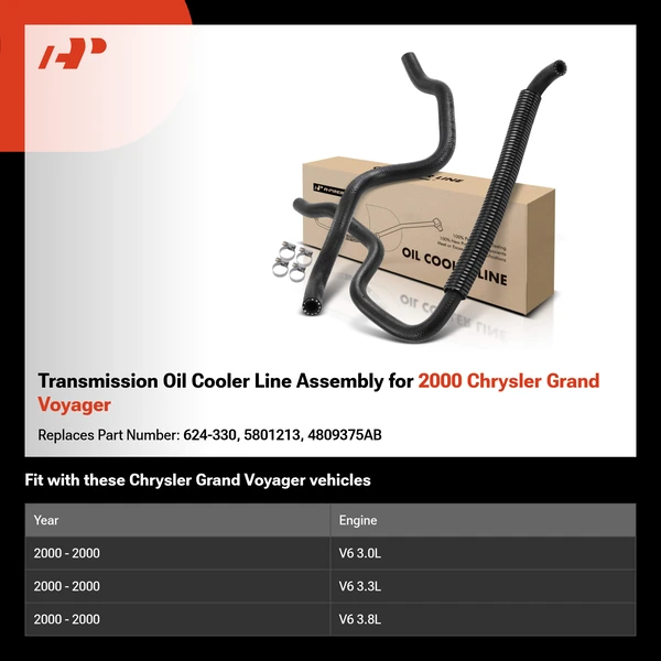 Transmission Oil Cooler Line Assembly for 2000 Chrysler Grand Voyager