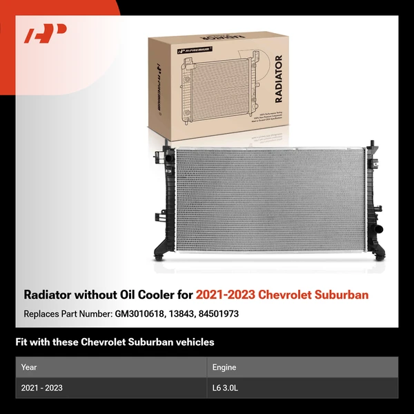 Radiator without Oil Cooler for 2021-2023 Chevrolet Suburban