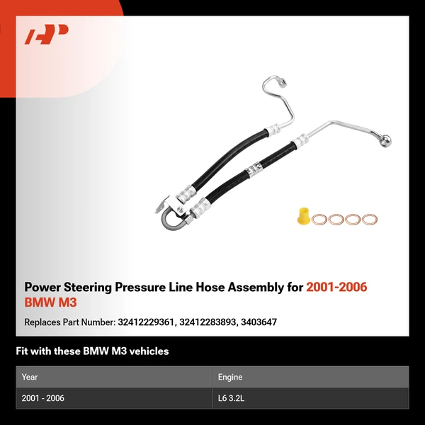 Power Steering Pressure Line Hose Assembly for 2001-2006 BMW M3