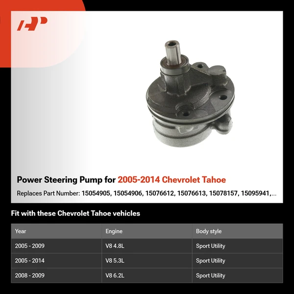 Power Steering Pump for 2005-2014 Chevrolet Tahoe
