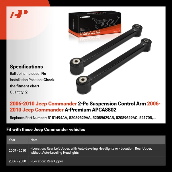 2006-2010 Jeep Commander 2-Pc Suspension Control Arm 2006-2010 Jeep Commander A-Premium APCA8802