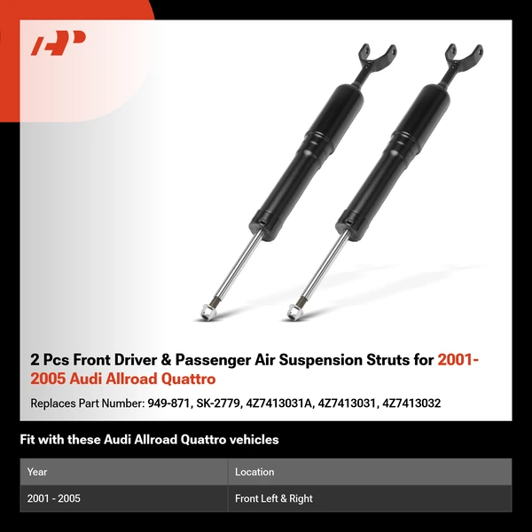 2 Pcs Front Driver & Passenger Air Suspension Struts for 2001-2005 Audi Allroad Quattro