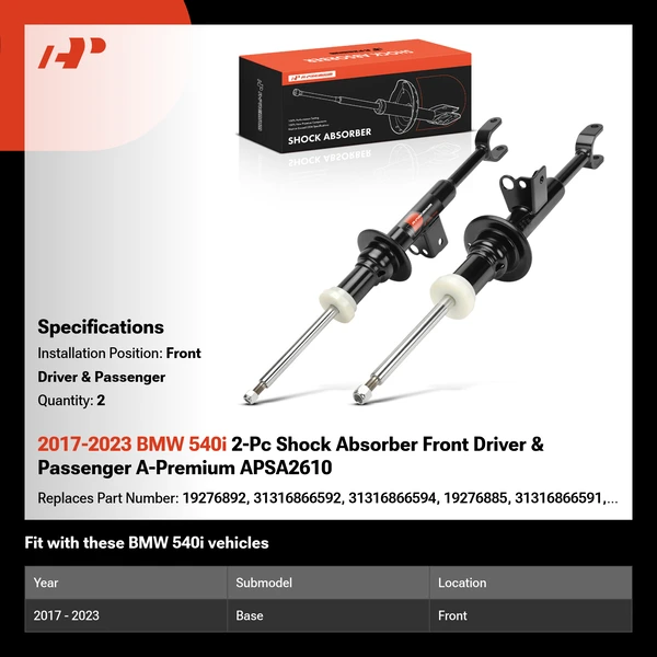 2017-2023 BMW 540i 2-Pc Shock Absorber Front Driver & Passenger A-Premium APSA2610