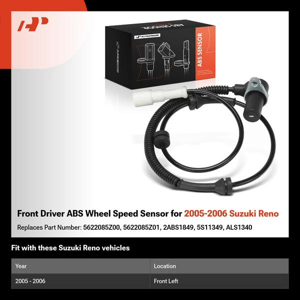 Front Driver ABS Wheel Speed Sensor for 2005-2006 Suzuki Reno